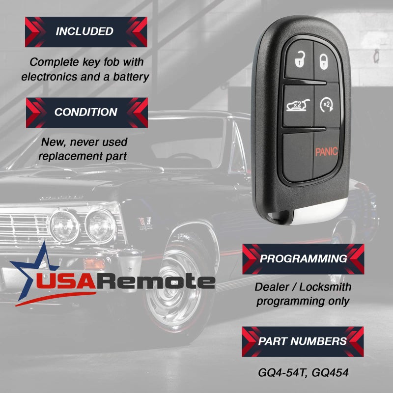USARemote Smart Key fits 2014-2019 Jeep Cherokee Keyless Entry Remote Start Fob (GQ4-54T) 2015 2016 2017 2018 - Image 3